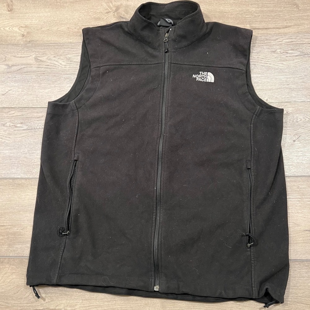 The North Face Mens Full Zip Fleece Vest Black Sleeveless Jacket Outdoor XL